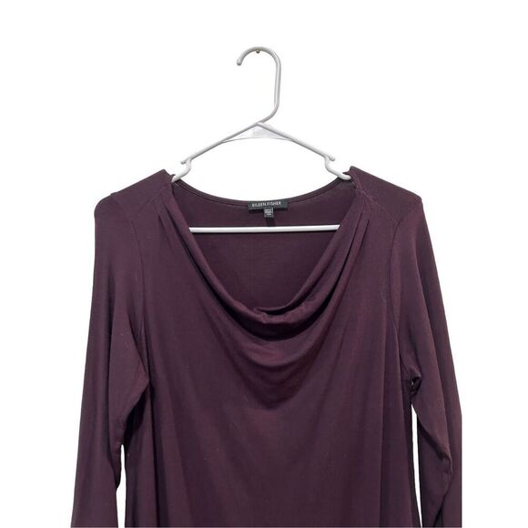 Eileen Fisher Plum Purple Drape Neck Y2K 3/4 sleeve Mini Dress Size XS Bratz - Picture 3 of 11